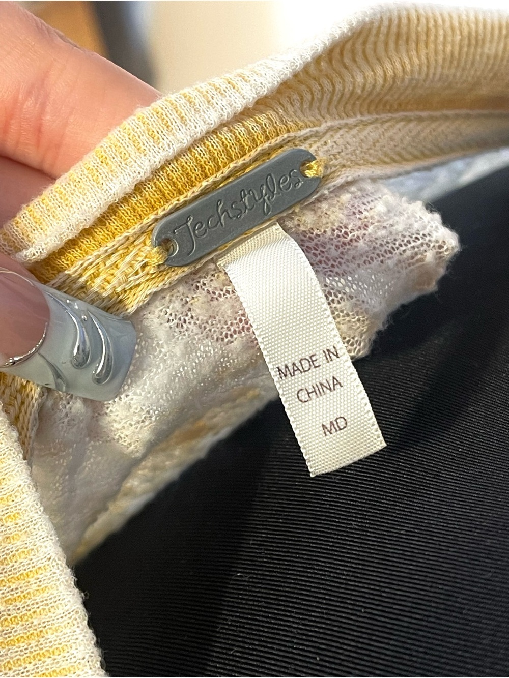 TechStyles Yellow Ribbed Knit Top - Soft Stripes - Picture 3 of 3